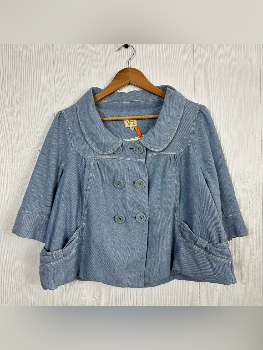 Taikonhu Anthropologie Troisieme Women’s Swing Jacket  Chambray Lace 10